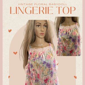 Vintage Undercover Wear Lingerie Chemise Slip Medium Pink Purple White Floral La